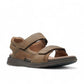 Clarks Nature Trek tan combi nubuck leather sandal with adjustable hook and loop straps.
photo of the right side.