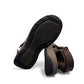 Clarks Saltway Cove fisherman sandal in dark brown leather with triple strap riptape closure. 
photo of the bottom.