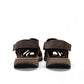 Clarks Saltway Cove fisherman sandal in dark brown leather with triple strap riptape closure. 
photo of the back.