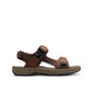 Clarks Saltway Trail dark brown leather sandals with adjustable straps and lightweight EVA sole. right view