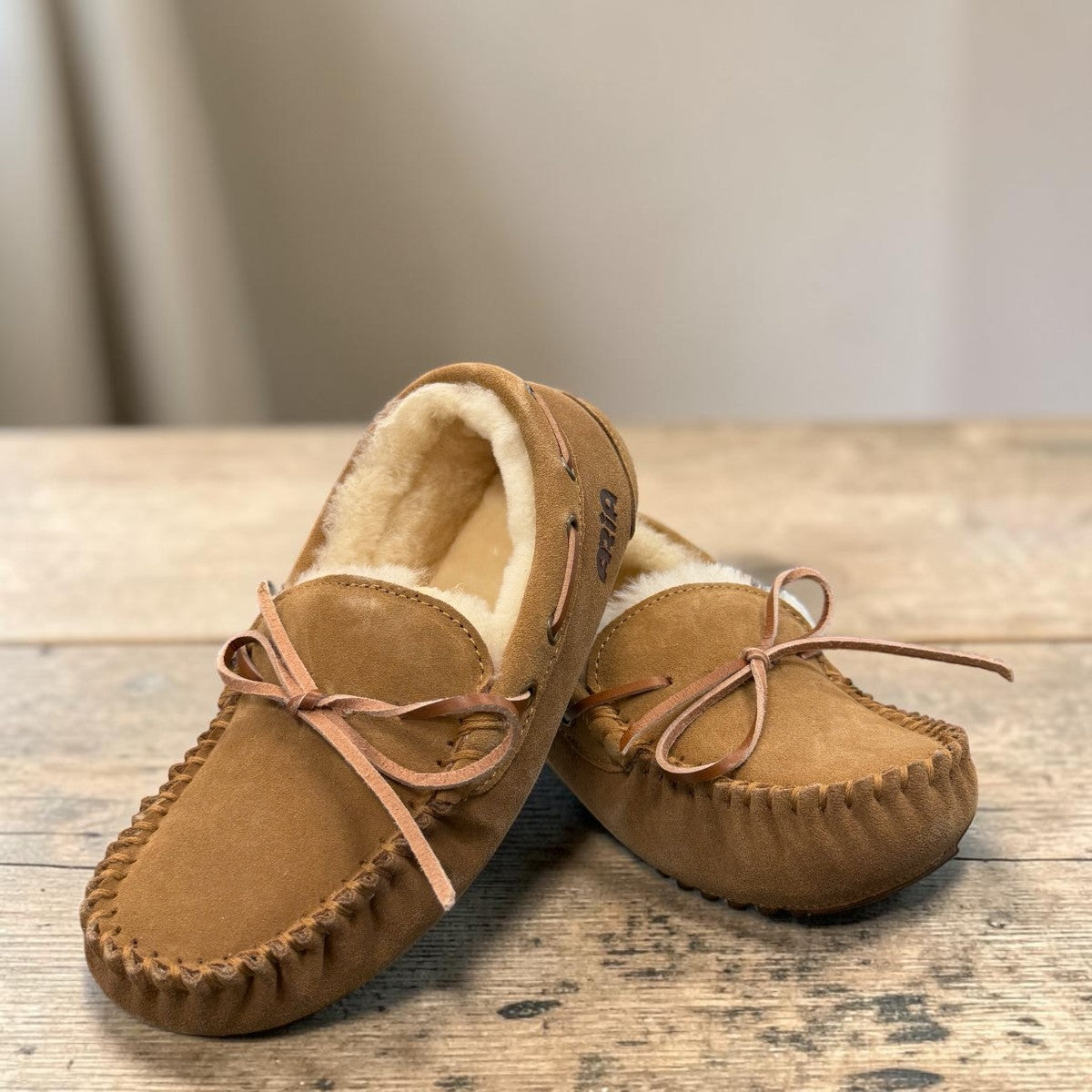 ARIA RAHA MOCCASIN SLIPPERS - TAN