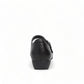 Dansko Fawna black milled nappa leather Mary Jane shoe with adjustable strap and arch support. Photo of back view.