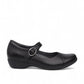 Dansko Fawna black milled nappa leather Mary Jane shoe with adjustable strap and arch support. Photo of outside side view.