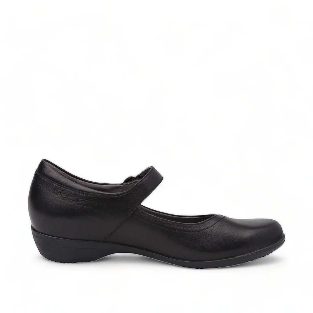 Dansko Fawna black milled nappa leather Mary Jane shoe with adjustable strap and arch support