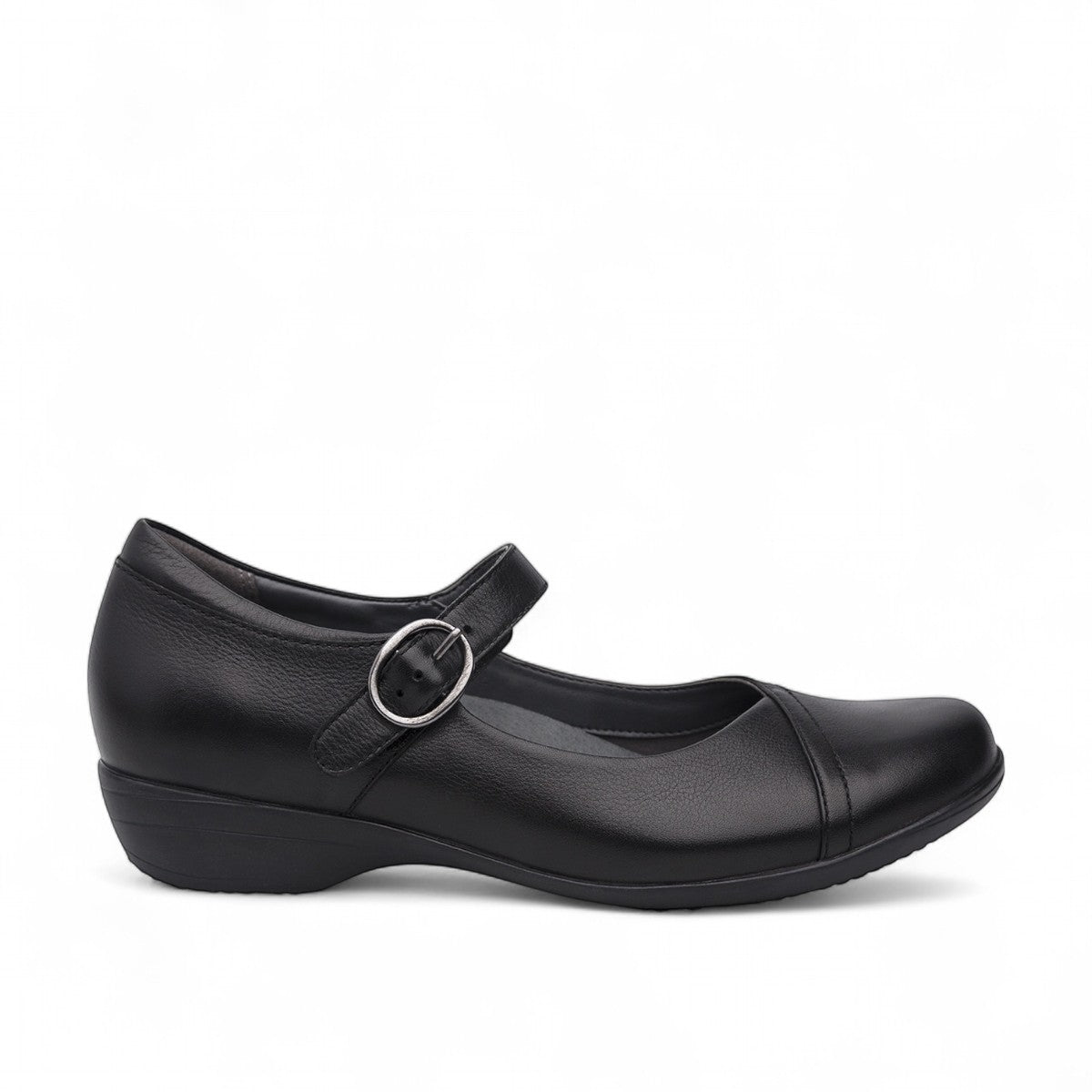 Dansko Fawna black milled nappa leather Mary Jane shoe with adjustable strap and arch support