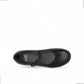 Dansko Fawna black milled nappa leather Mary Jane shoe with adjustable strap and arch support. Photo of upper view.