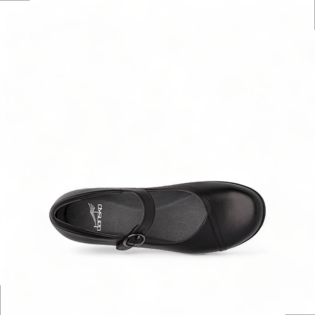 Dansko Fawna black milled nappa leather Mary Jane shoe with adjustable strap and arch support