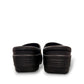 Dansko Kaci black molded EVA clogs showing the slip-resistant rubber outsole tread pattern. Photo of back view.