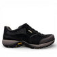 Dansko Paisley black waterproof suede outdoor shoes, rear view showing durable Vibram rubber outsoles.