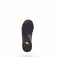 Dansko Paisley red burnished suede outdoor shoe showing the durable slip-resistant Vibram rubber outsole. Photo of bottom view.