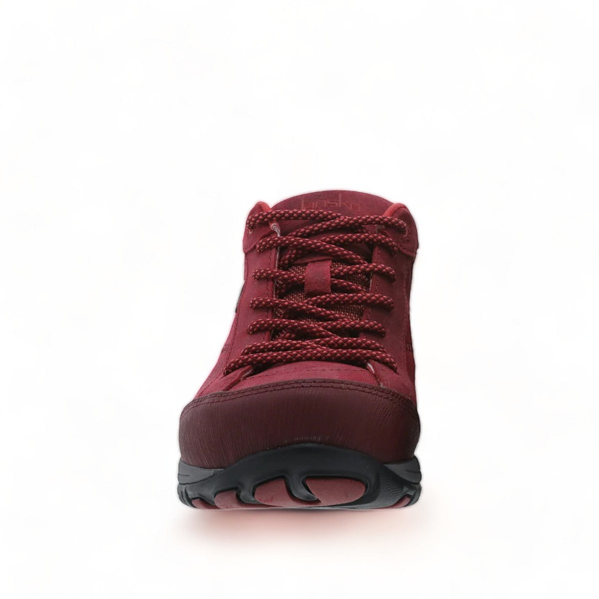 Dansko Paisley red burnished suede outdoor shoe showing the durable slip-resistant Vibram rubber outsole