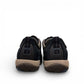 Dansko Paisley navy milled suede outdoor shoes showing the durable slip-resistant Vibram rubber outsoles. Photo of the back view.