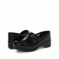 Dansko Pro XP black leather slip-resistant professional clog with rocker bottom and padded collar. Photo of side view 3.