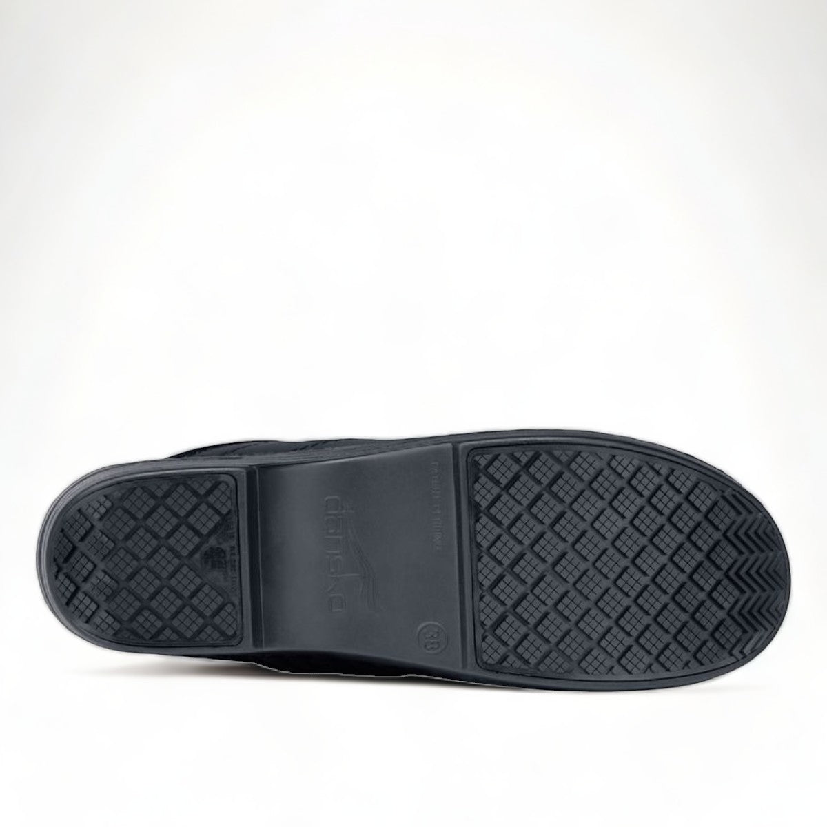 Dansko Pro XP black leather slip-resistant professional clog with rocker bottom and padded collar