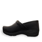 Dansko XP 2.0 black waterproof leather performance clog showing the slip-resistant rubber outsole