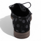 DJANGO & JULIET KOTTY black leather loafers with polka dot pattern and patent leather toe cap. Photo of back view.
