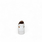 Django & Juliette white leather slip-on sneakers with perforated upper and thick cleated sole. Photo of back view.