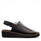 Django & Juliette Kemma black leather platform slides with a silver zip detail and notched sole. Photo of right side view.