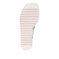 Django & Juliette Kemma champagne leather platform sandals with square toe and silver zip detail. Photo of bottom view.