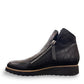 DJANGO & JULIETTE Opal black leather flatform bootie with check embossed pattern and side zipper. Photo of left side view.