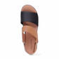 Django & Juliette Runar black tan platform sandals in black and tan leather with an adjustable slingback strap. Photo of upper view.