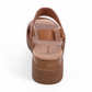 Django & Juliette Runar platform sandals in champagne and tan leather with a velcro slingback strap. Photo of back view.