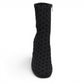 DJANGO & JULIETTE Hartful black stretch ankle bootie with polka dot pattern and block heel.
photo of the front side