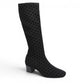 DJANGO & JULIETTE Hayleys black tall boot with polka dot pattern, square toe, and low block heel.
photo of the front side