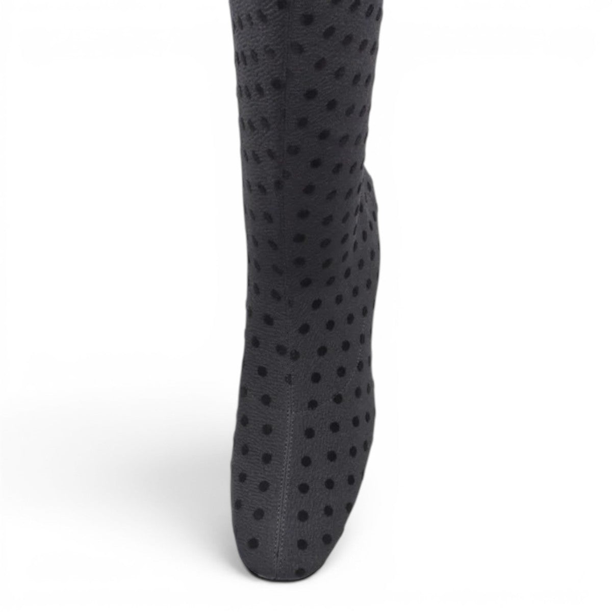 DJANGO & JULIETTE Hayleys black tall boot with polka dot pattern, square toe, and low block heel.
photo of the top side