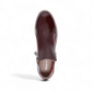 Sina Footwear DJANGO & JULIETTE wine patent leather sneaker-style ankle bootie with twin-zip and black rubber sole. Photo of upper view.