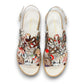 DJANGO & JULIETTE Aldo platform sandal with floral cut-outs, collage print patent leather, and espadrille. top view.