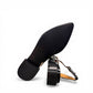 DJANGO & JULIETTE Eshano black patent leather slingback flat with triple buckle detail and low heel. 
bottom view.
