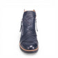 DJANGO & JULIETTE Omeah navy leather high-top ankle boots with twin-zip and wedge sneaker sole. Photo of front view.