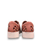 Django & Juliette Leithah sneaker in dark rose tumble leather with heart cutouts and white platform sole.
