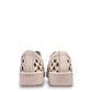 Django & Juliette white leather platform sneakers with heart-shaped laser cutouts and side zipper. back view.