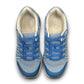 Drew Balance blue mesh sneaker showing the slip-resistant grey rubber outsole and heel support