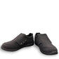 Drew Bouquet black nubuck monk strap shoe showing the slip-resistant polyurethane outsole and heel detail. orthopedic shoe