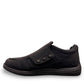 Drew Bouquet black nubuck monk strap shoe showing the slip-resistant polyurethane outsole and heel detail. orthopedic shoe