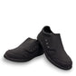 Drew Bouquet black nubuck monk strap shoe showing the slip-resistant polyurethane outsole and heel detail. orthopedic shoe