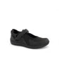Drew Buttercup black stretch orthopedic shoe showing the slip-resistant textured rubber outsole