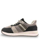 Drew Connor grey combo suede casual shoe showing the slip-resistant rubber outsole and rocker bottom.