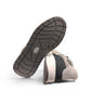 Drew Connor grey combo suede casual shoe showing the slip-resistant rubber outsole and rocker bottom.