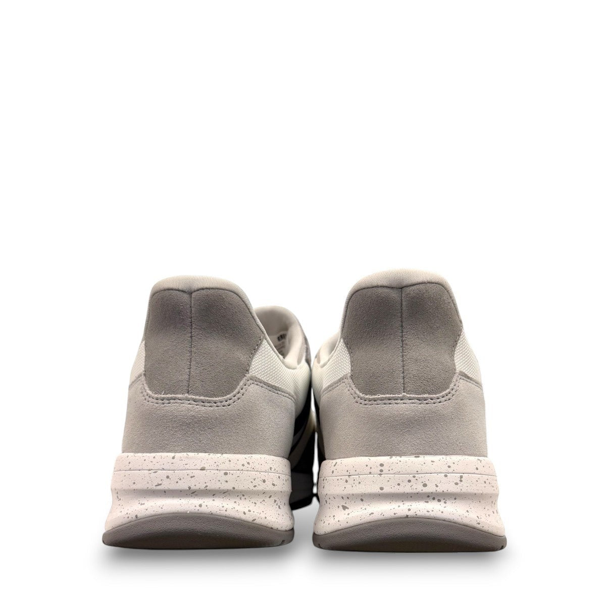 Drew Connor white combo suede casual shoe showing the slip-resistant rubber outsole and rocker bottom.
