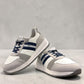Drew Connor white combo suede casual shoe showing the slip-resistant rubber outsole and rocker bottom.