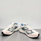 Drew Flare athletic shoes in white and blue with a durable rubber rocker bottom outsole. orthopedic shoe