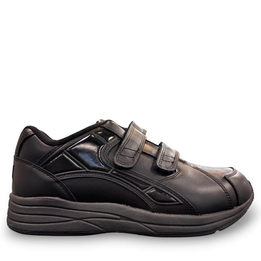 Drew Force V black  calf leather athletic shoe showing the durable rubber outsole and heel cushion pad