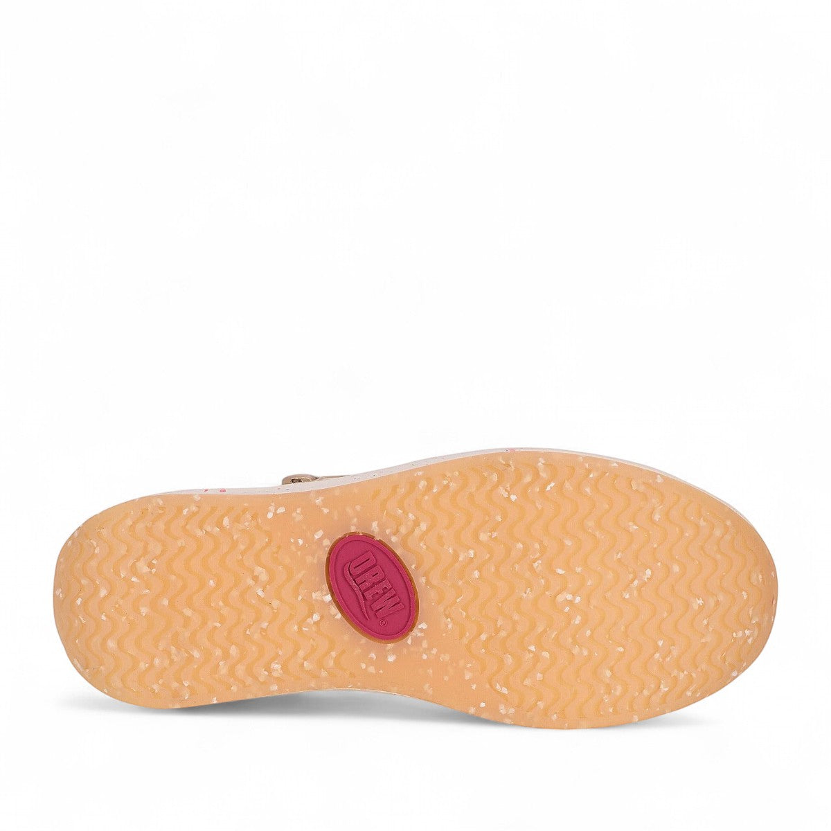 Drew Happy multicolor orthopedic sneaker, rear view showing padded heel, side zippers, and speckled sole.