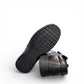 Drew Journey II black orthopedic shoe showing the durable polyurethane rocker bottom sole