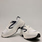 Drew Lance white mesh combo-orthopedic walking shoe with dual shank stability and rocker bottom sole.