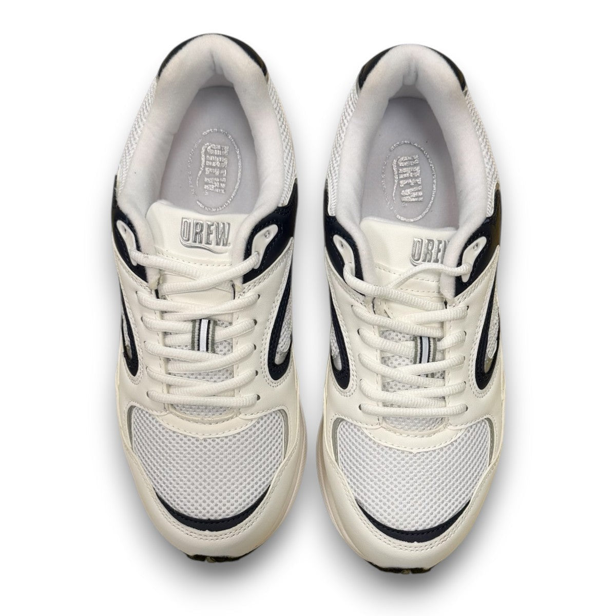 Drew Lance white mesh combo-orthopedic walking shoe with dual shank stability and rocker bottom sole.